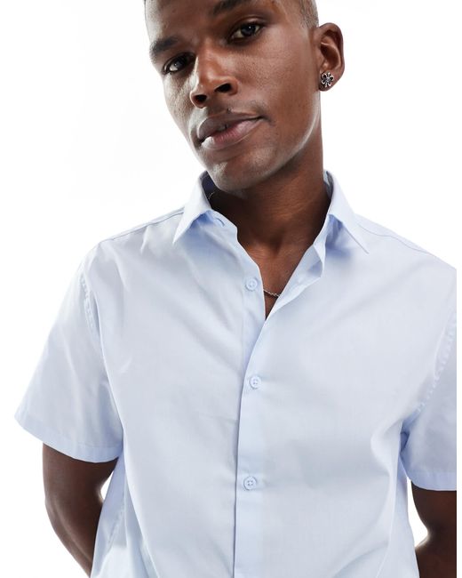 ASOS – elegantes, leicht zu bügelndes popeline-hemd in White für Herren