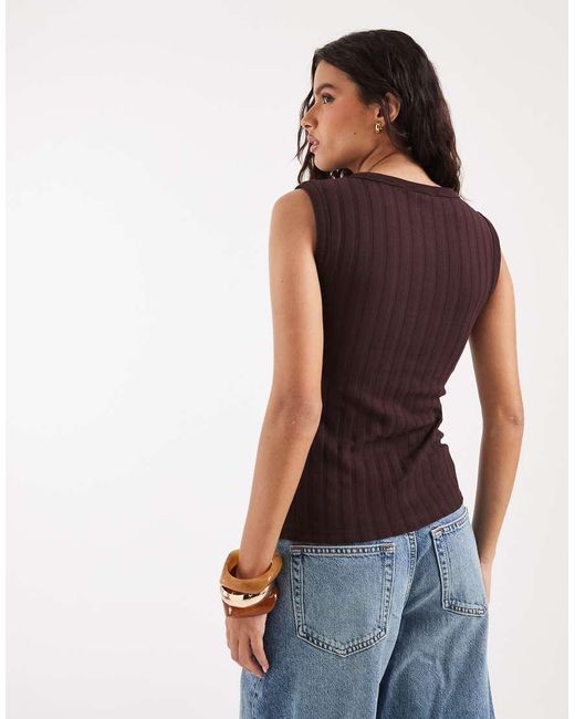 River Island Purple Button Down Tank Top
