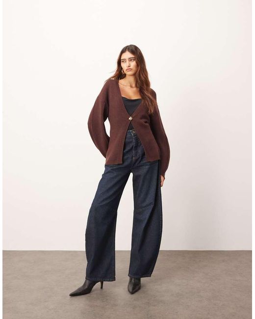 ARRANGE Blue Sculpted Waist Cardigan With Ovoid Sleeve