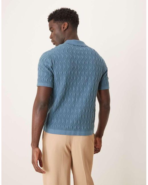 Abercrombie & Fitch Gebreide Polo Met Korte Mouwen En Knoopsluiting in het Blue voor heren