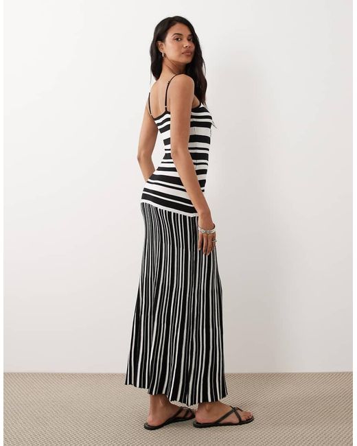 Gina Tricot White Cotton Blend Light Knit Strappy Maxi Dress