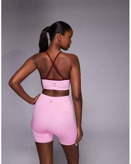 4505 Pink Active Sweetheart Neckline Light Support Sports Bra With Adjustable Straps