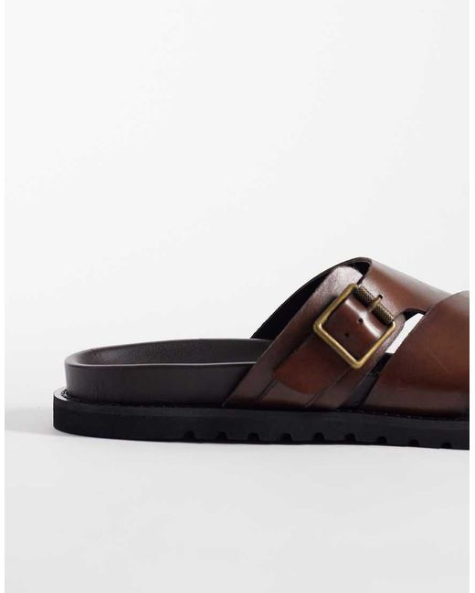 ASOS Brown Cross Over Sandals for men