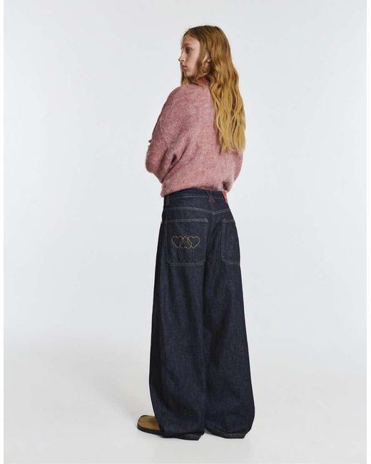 Pull&Bear Multicolor Barrel Jeans With Hearts
