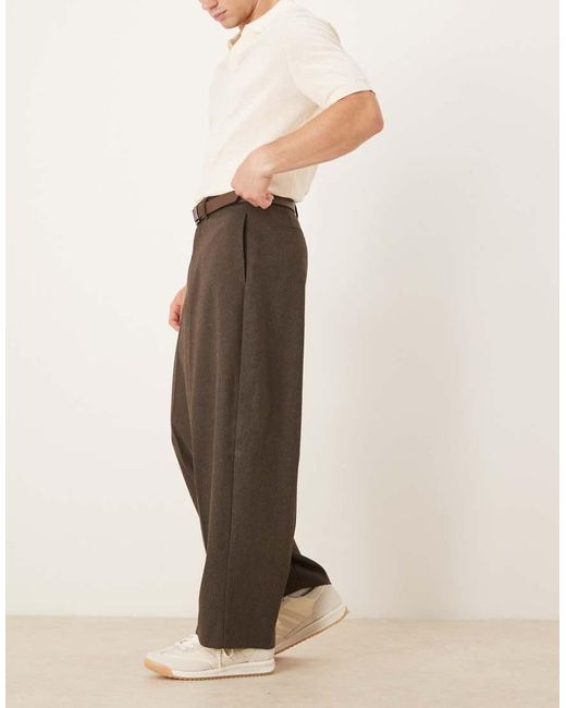 Pantaloni Eleganti Super Affusolati Scuro Con Motivo A Spina Di Pesce di ASOS in Brown da Uomo