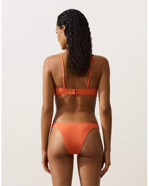Oysho Orange Piqué Medium-coverage U-cut Bikini Briefs