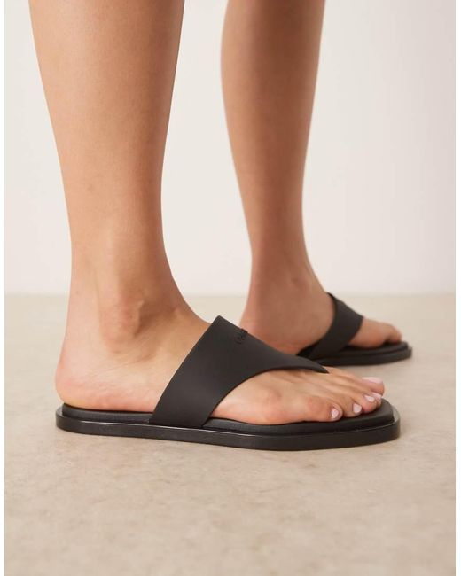 Calvin Klein Brown Jeans Leather Flip Flops