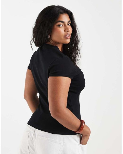 ASOS Black Asos Design Curve Clean Fitted Short Sleeve Baby Tee