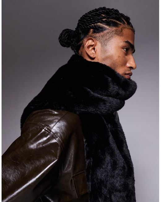 Écharpe en fausse fourrure duveteuse ASOS pour homme en coloris Black