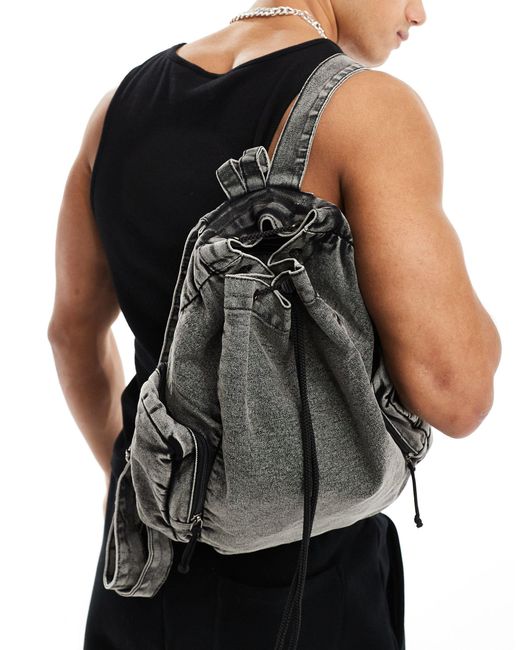 ASOS Black Washed Canvas Backpack for men