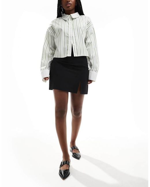 ASOS Bengaline Mini Rok Met Splitdetail in het Black