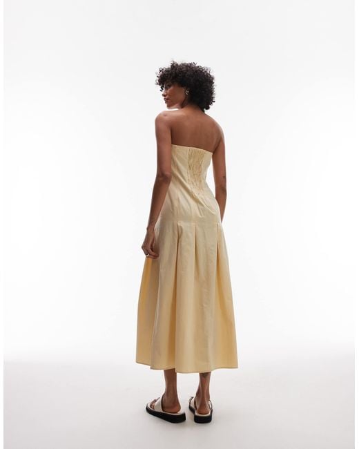 TOPSHOP White Seamed Detail Bandeau Midi Dress