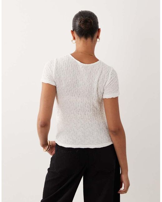 Vero Moda Black Asymmetric Ruched Detail Crinkle Texture Top