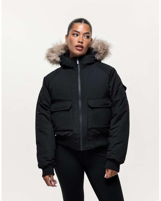 Good For Nothing Blue Padded Parka Jacket With Faux Fur Trim Hood