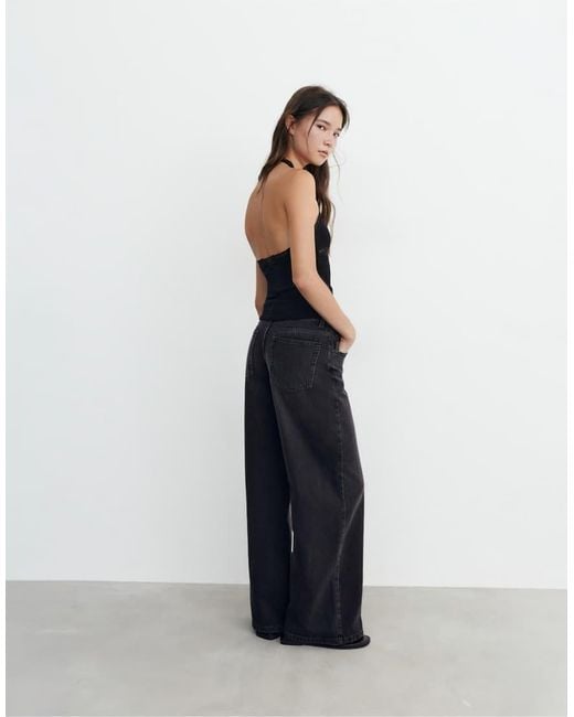 Pull&Bear Blue Lace-trimmed Halter Top