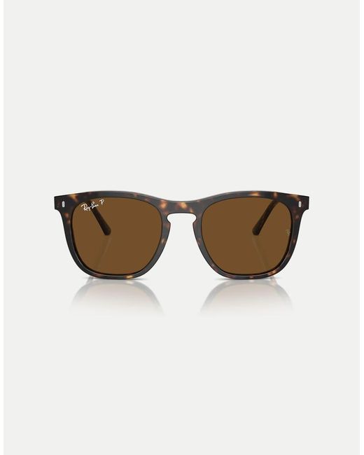 Ray-Ban Brown Rb2210 Square Polarised Sunglasses With Lens