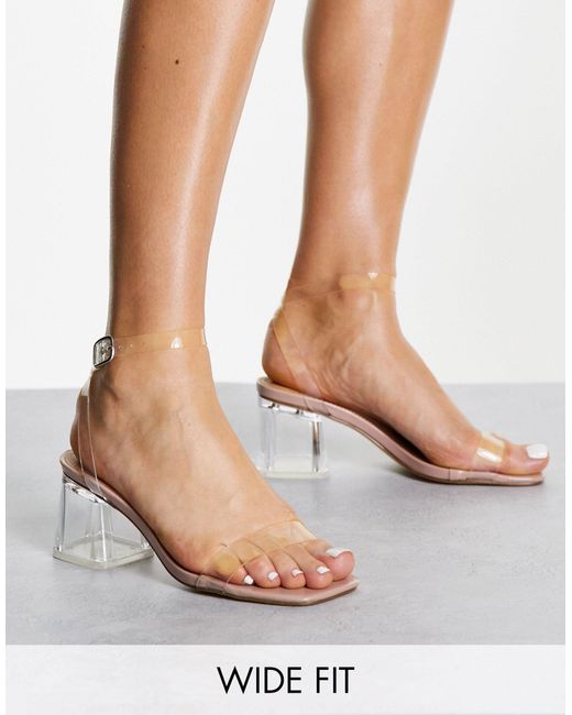 truffle collection wide fit clear heeled sandals