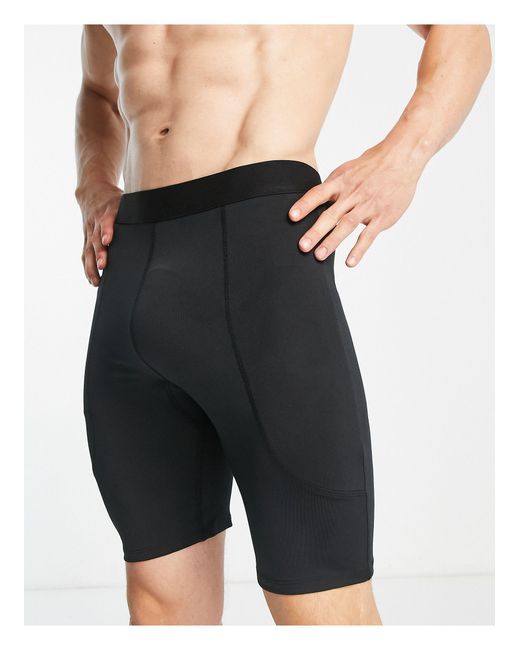 Threadbare – fitness – enge baselayer-shorts in Black für Herren