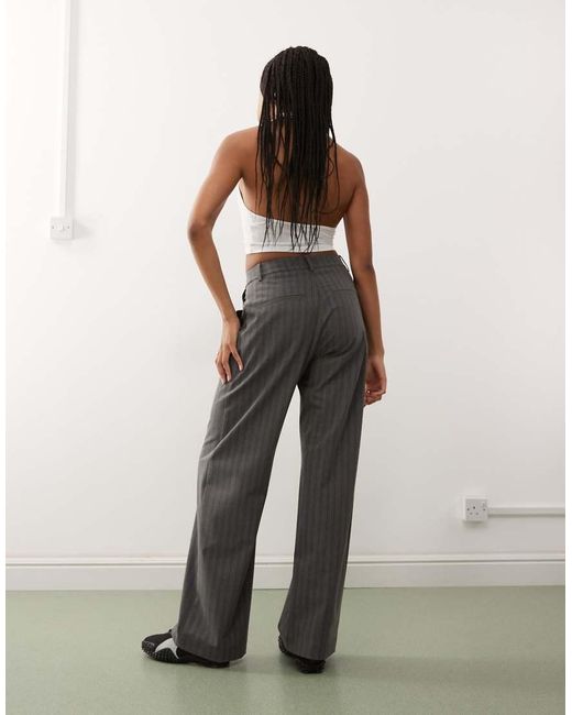 Weekday Gray Co-ord Mid Waist Slouchy Trousers With Front Pleats
