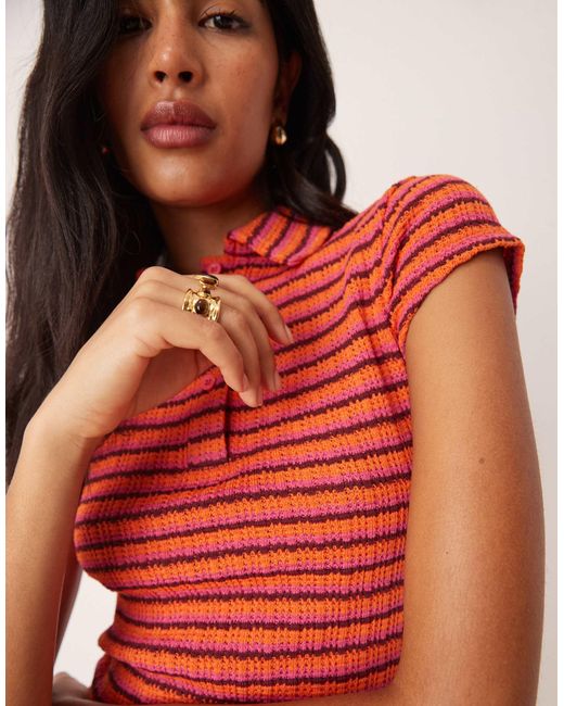 ASOS Textured Knit Shrunken Polo Top Co-ord