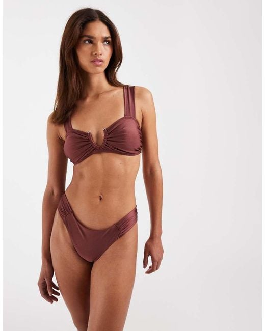 Vero Moda Brown U-wire Ruched Bikini Top