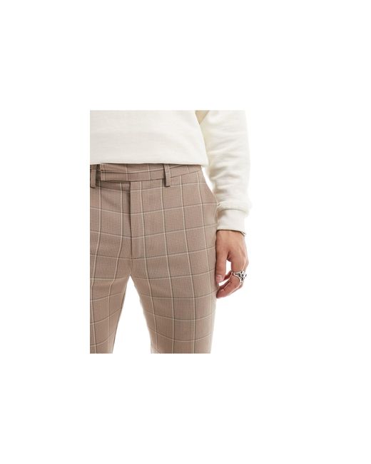 Pantalon habillé ajusté à motif quadrillage - taupe ASOS pour homme en coloris White