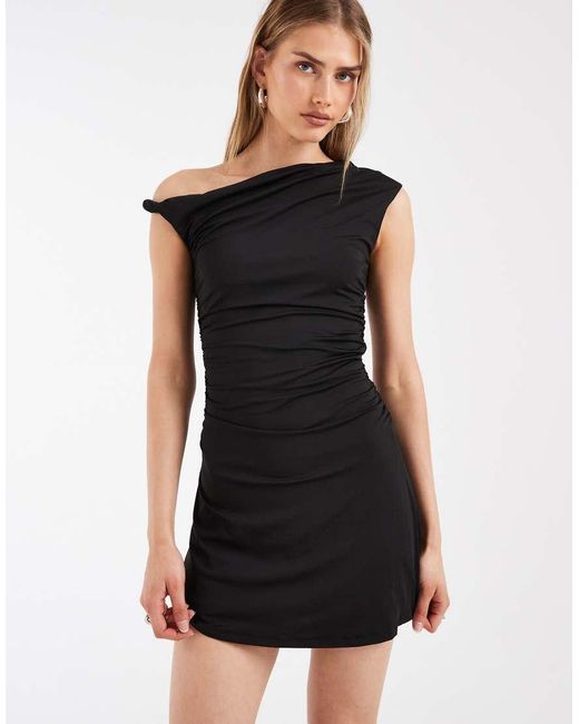Nia White Noa Short Sleeve One Shoulder Mini Dress