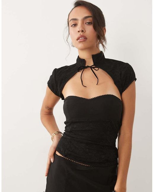 Top Bolero Corsé De Encaje De Conjunto I.AM.GIA de color Black