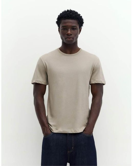 T-Shirt Basic Slim Sabbia di Pull&Bear in Natural da Uomo