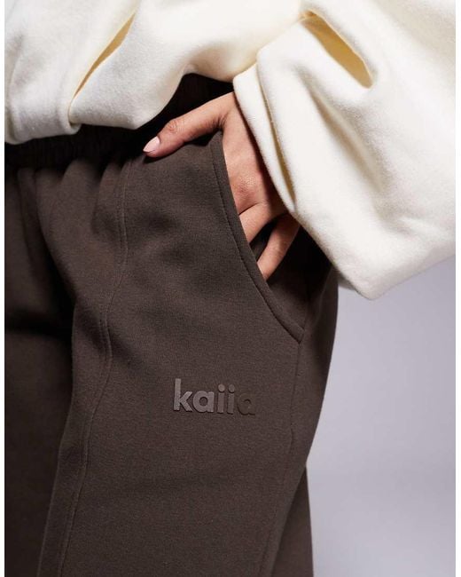Kaiia Brown Exclusive Cotton Rich Seam Detail Barrel Leg joggers