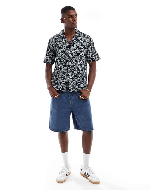 Only & Sons Blue Revere Collar Shirt With Tile Paisley Print for men