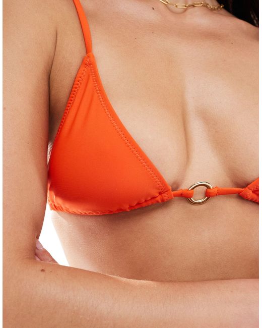 ASOS Orange Tia Triangle Bikini Top With Hardware