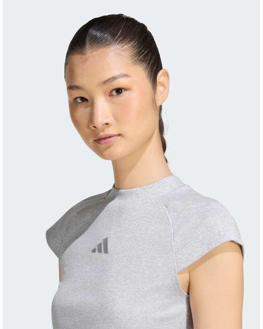 Adidas Originals White Adidas Kit Small Logo Rib T-shirt