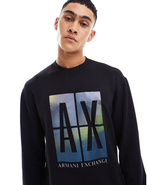 Armani Exchange Blue Large Cloud Box Logo Sweatshirt for men