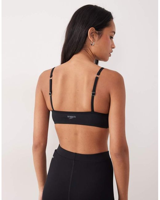 Speedo Black Solid Triangle Bikini Top