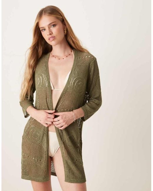 Jdy Natural Crochet Beach Kimono