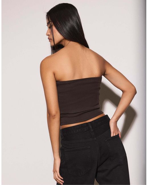 Stradivarius Black – trägerloses basic-oberteil