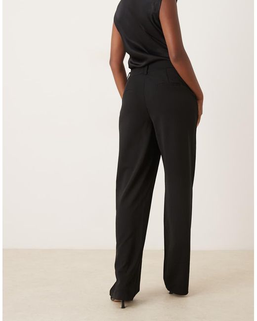 Vila Black High Waisted Button Detail Trousers