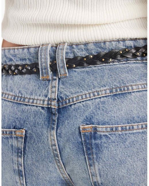 Levi's Blue Leather Plait Skinny Leather Belt