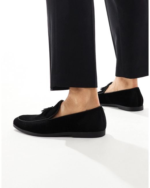 SEQWL – charlie – loafer aus samt in Black für Herren