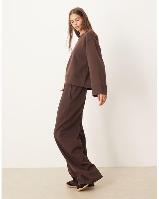 ASOS Brown Interlock Oversized Long Sleeve Top