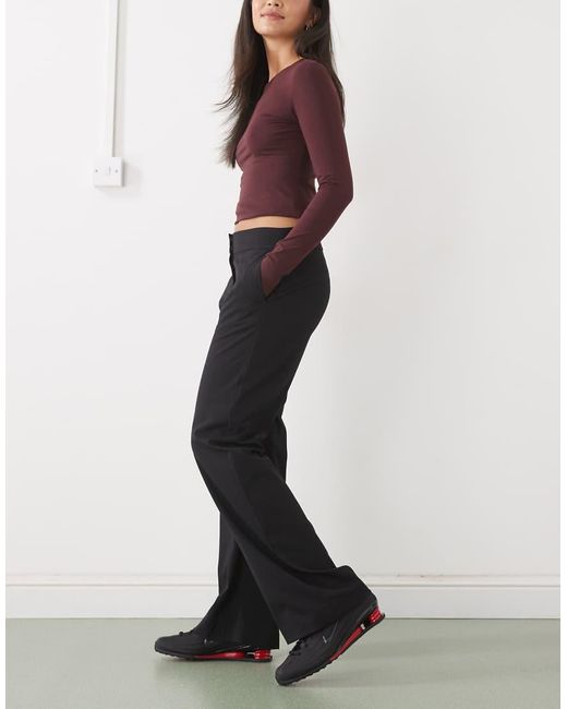 Weekday Black Wide Leg Tailored Trousers