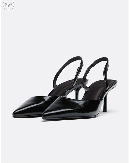 Stradivarius White Wide Fit Slingback Kitten Heel Shoes