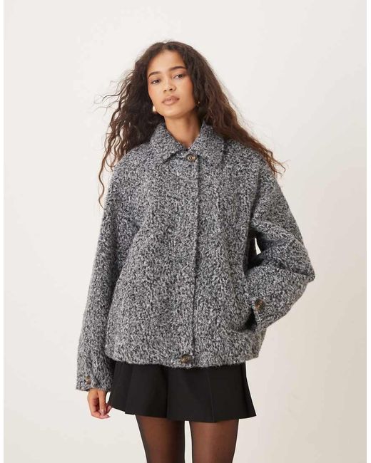 ASOS Gray Top Collar Brushed Bomber Jacket