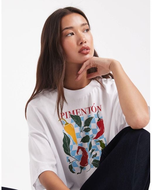 ONLY White Chilli Graphic Cropped T-shirt