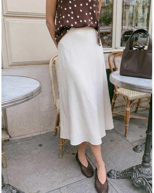 Vero Moda White Linen Touch Midi Skirt Co-ord