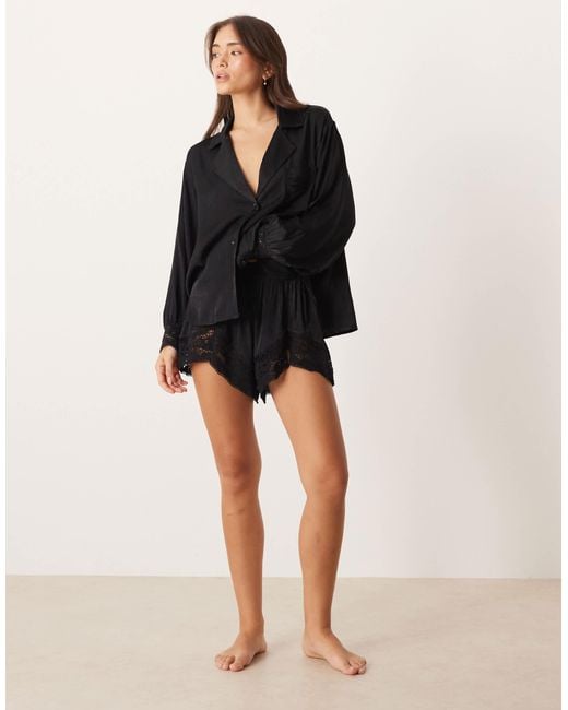 Free People Black – midnight muse – satin-shorts