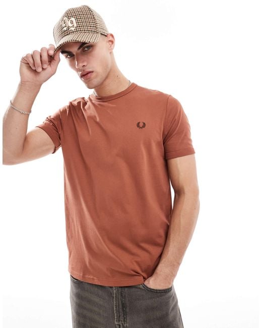Fred Perry Brown Ringer T-Shirt for men