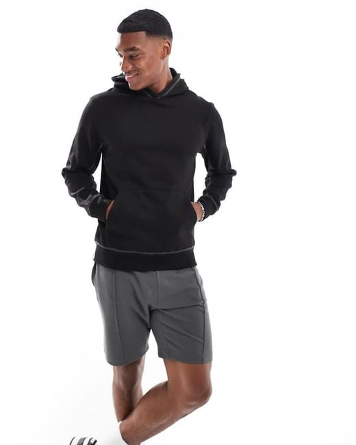 Threadbare Black Hoodie With Seam Detail for men