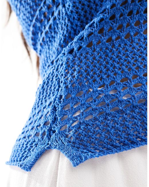 Noisy May Blue Crochet Vest